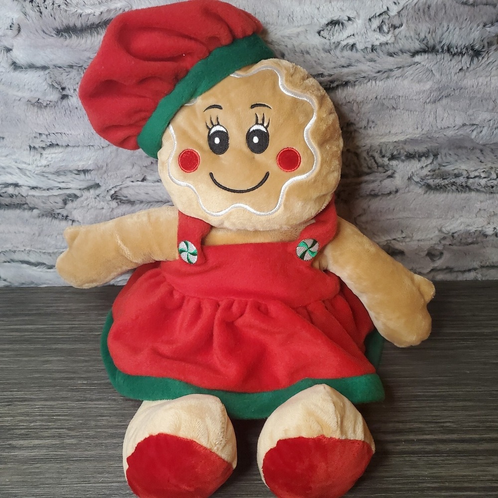Vtg Walmart Gingerbread Woman 19" Plush Christmas Green Red Outfits Display Toy